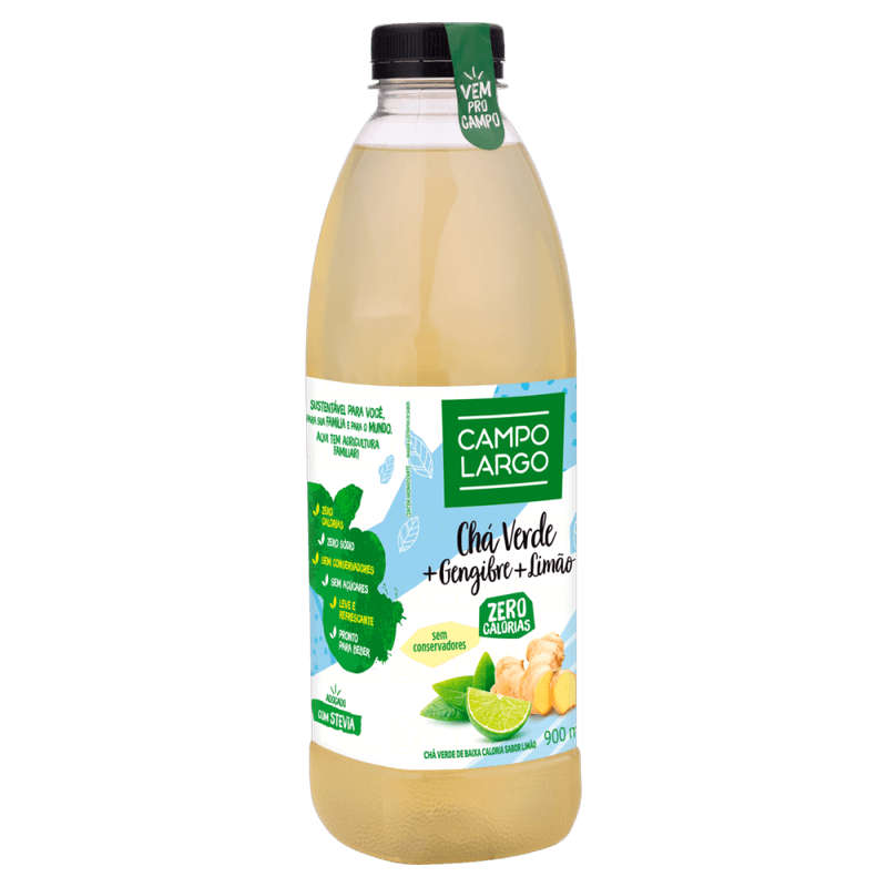 Cha-Verde-Gengibre-e-Limao-sem-Adicao-de-Acucar-Campo-Largo-Garrafa-900ml