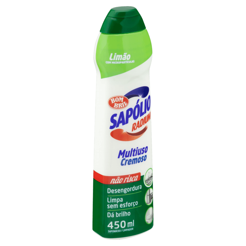 Saponaceo-Cremoso-Multiuso-Limao-com-Microparticulas-Sapolio-Radium-Squeeze-450ml