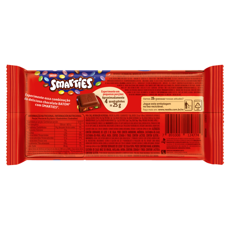 Chocolate-ao-Leite-com-Pastilha-de-Chocolate-Colorida-Smarties-Garoto-Baton-Pacote-80g