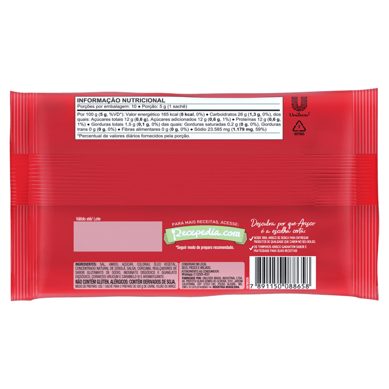 Tempero-em-Po-para-Carnes-Feijao-e-Arroz-Arisco-Tempera-Mais-Pacote-50g-10-Unidades-de-5g-Cada