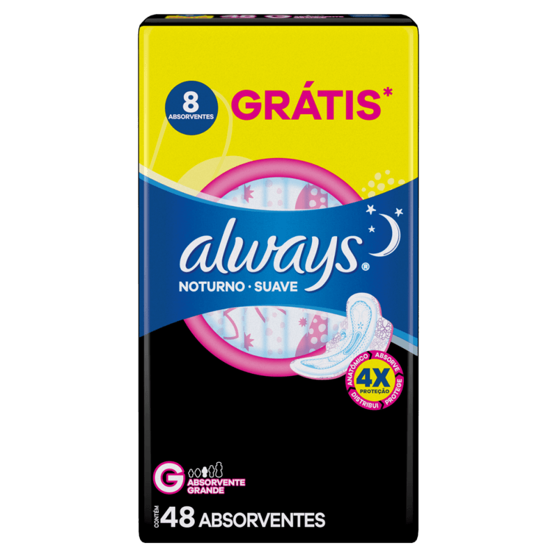 Absorvente-com-Abas-Suave-Always-Noturno-G-Pacote-48-Unidades-Gratis-8-Absorventes