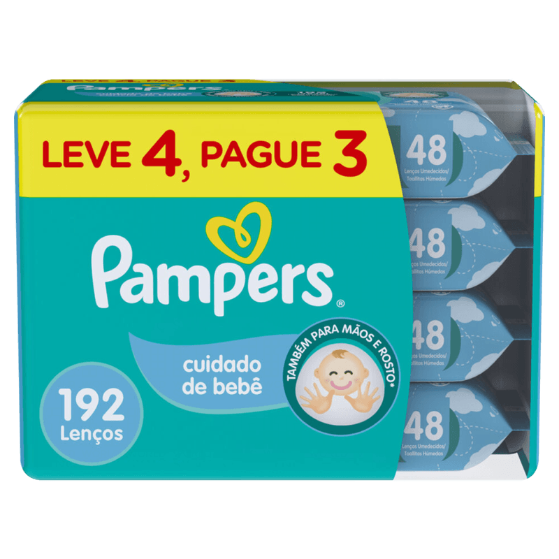 Pack-Lenco-Umedecido-Cuidado-de-Bebe-Pampers-Pacote-Leve-4-Pague-3-Unidades-de-48-Lencos-Cada