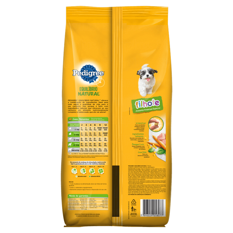 Alimento-Premium-Especial-para-Caes-Filhotes-Frango-Pedigree-Equilibrio-Natural-Pacote-3kg