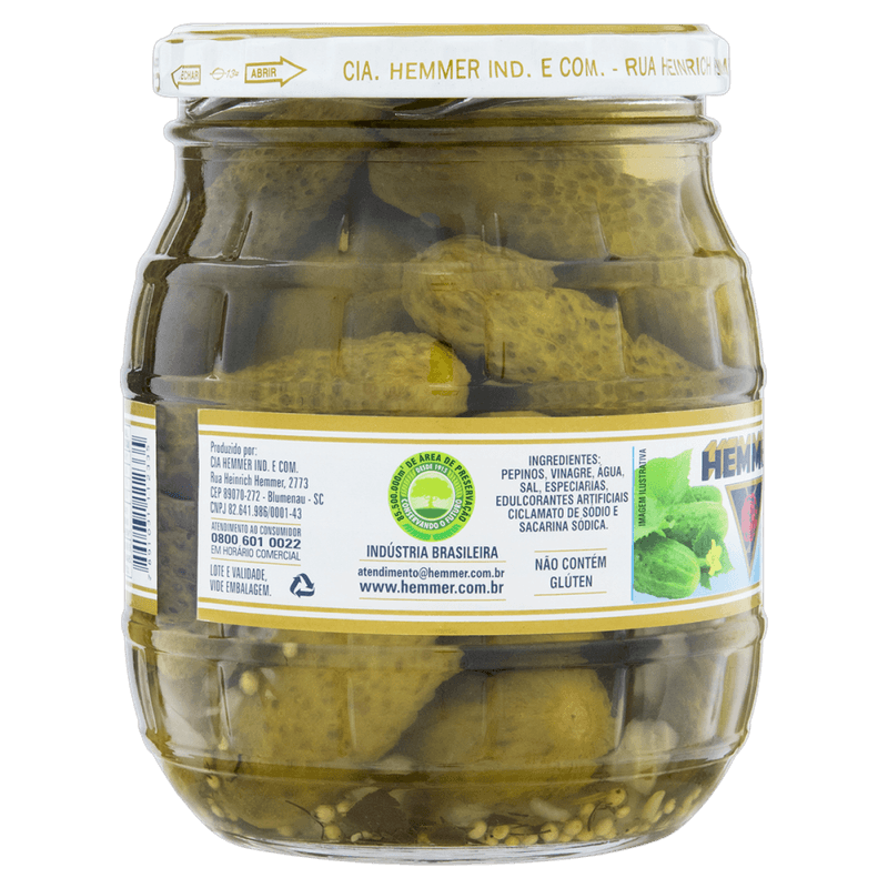 Pepino-em-Conserva-Agridoce-sem-Adicao-de-Acucar-Hemmer-Zero-Vidro-Peso-Liquido-550g-Peso-Drenado-300g