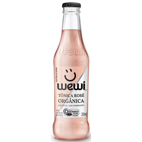 Água Tônica com Quinino Natural Rosé Orgânica Zero Sódio Wewi Premium Garrafa 255ml