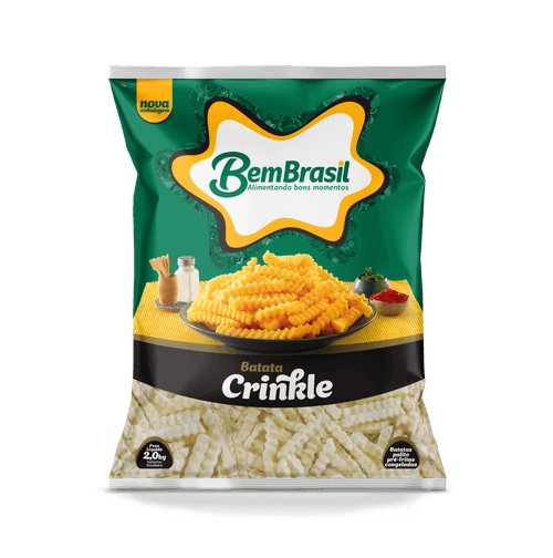 Batata Palito Pré-Frita Crinkle Congelada Bem Brasil Pacote 2kg