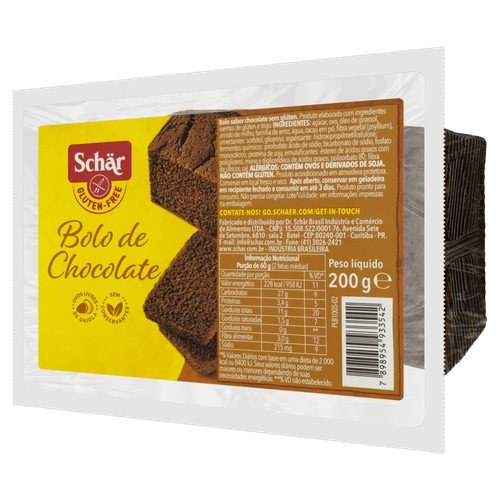 Bolo de Chocolate sem Glúten Schär Pacote 200g