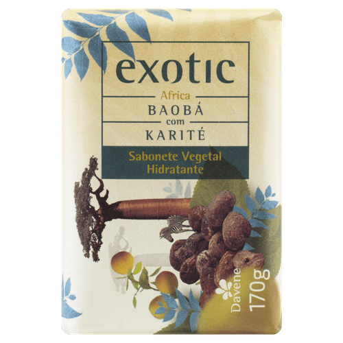 Sabonete em Barra Vegetal Hidratante África Baobá com Karité Davene Exotic Envoltório 170g