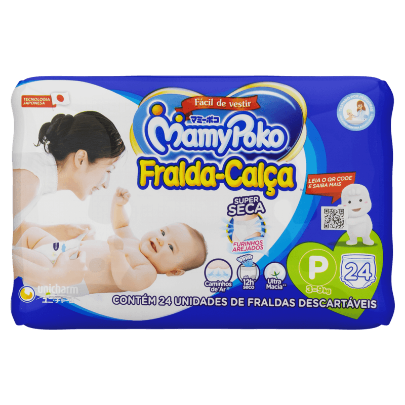 Fralda-Descartavel-Infantil-Super-Seca-Calca-MamyPoko-P-3-a-9kg-Pacote-24-Unidades