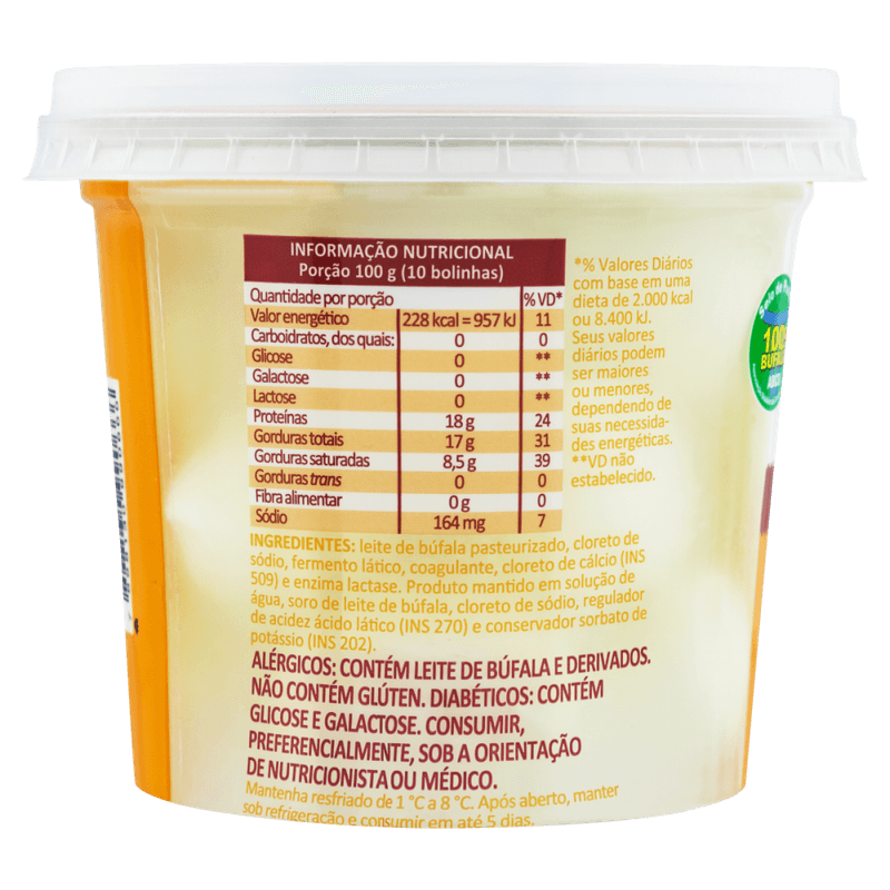 Queijo-Mussarela-de-Bufala-Bola-Cereja-Zero-Lactose-para-Dietas-com-Restricao-de-Lactose-Bom-Destino-Peso-Liquido-380g-Peso-Drenado-160g