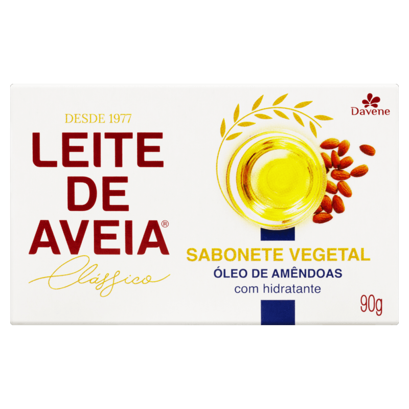 Sabonete-em-Barra-Vegetal-Oleo-de-Amendoas-com-Hidratante-Davene-Leite-de-Aveia-Classico-Caixa-90g