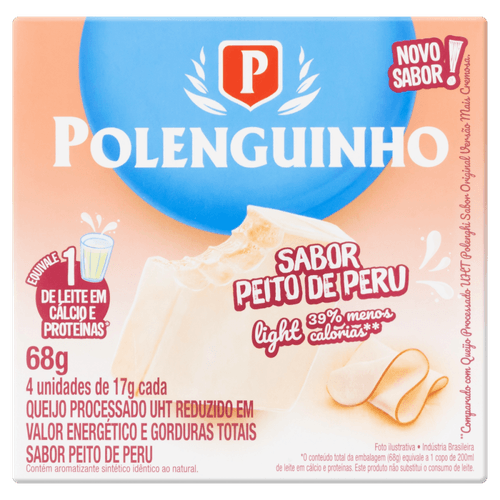 Queijo Processado Uht Peito De Peru Light Polenguinho 68g 4 Unidades