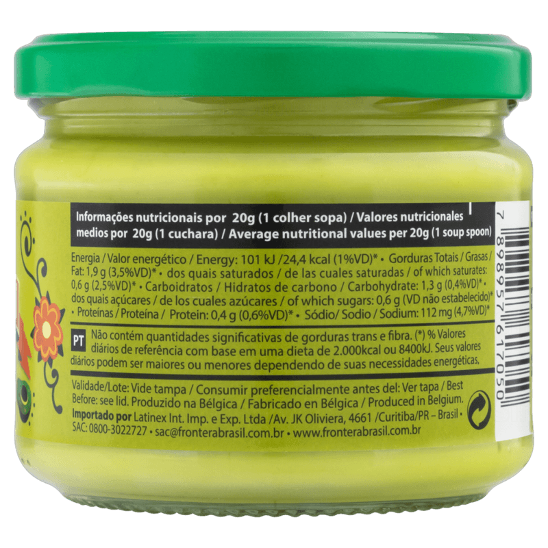 Molho-Guacamole-Dip-Frontera-Tex-Mex-Vidro-300g