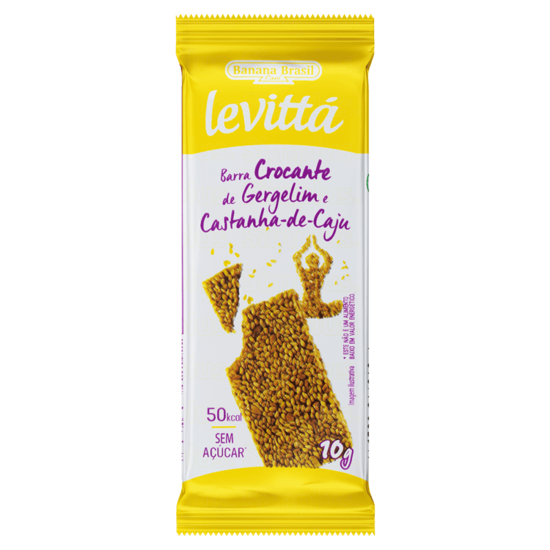 Barra-Crocante-Gergelim-e-Castanha-de-Caju-Zero-Acucar-Levitta-Pacote-10g