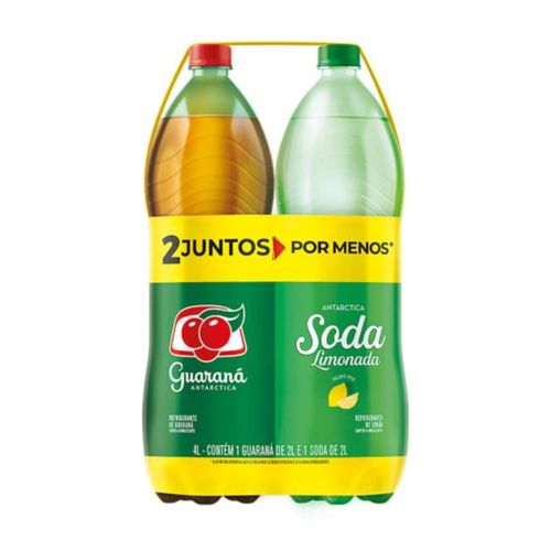 Kit Refrigerante Guaraná Antarctica + Limonada Soda Antarctica 2l Cada Leve Mais Pague Menos