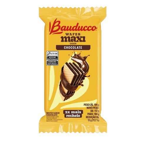 Biscoito Wafer Recheio Chocolate Bauducco Maxi Pacote 104g