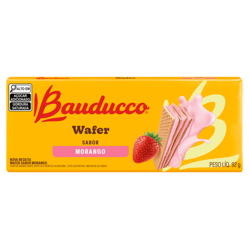 Biscoito Wafer Recheio Morango Bauducco Pacote 92g