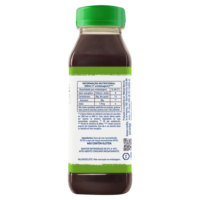 Suco-Misto-Uva-e-Maca-sem-Adicao-de-Acucar-Natural-One-Refrigerado-Garrafa-300ml