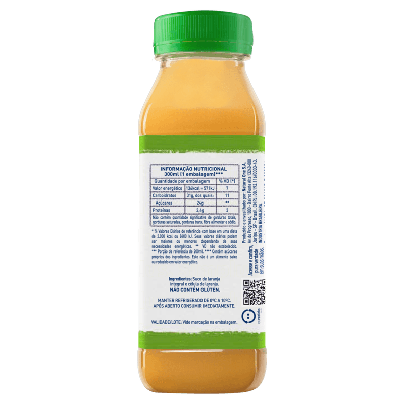 Suco-Integral-Laranja-sem-Adicao-de-Acucar-Natural-One-Refrigerado-Garrafa-300ml