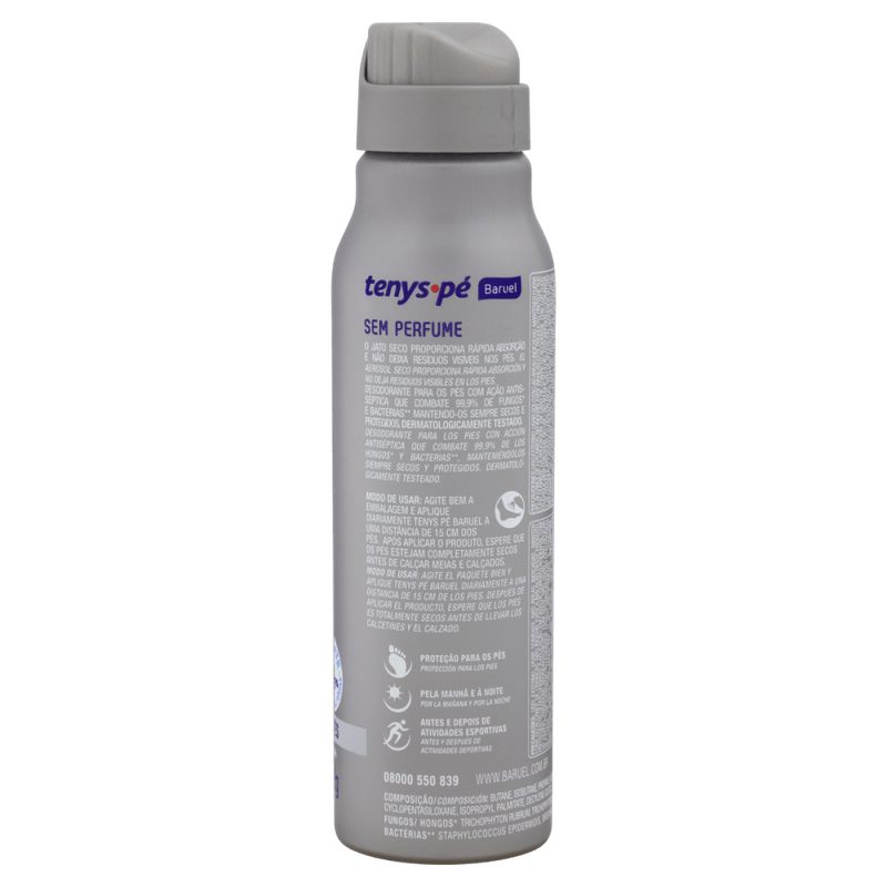 Desodorante-Jato-Seco-para-os-Pes-Antisseptico-sem-Perfume-Baruel-Tenys-Pe-Frasco-150ml-Spray