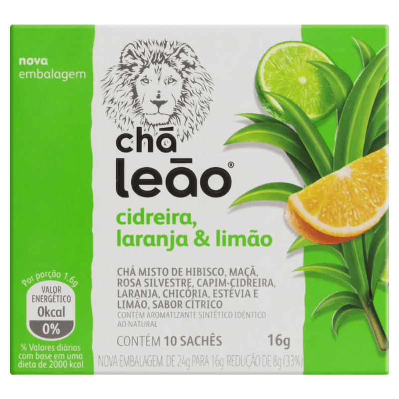 Cha-Misto-de-Capim-Cidreira-Laranja---Limao-Hibisco-Maca-Rosa-Silvestre-Chicoria-e-Estevia-Citrico-Cha-Leao-Caixa-16g-10-Unidades