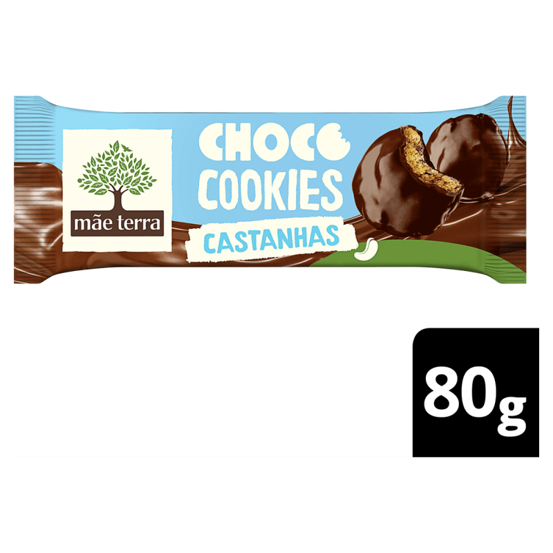 Biscoito-Cookie-Vegano-Castanhas-Cobertura-Chocolate-Mae-Terra-Choco-Pacote-80g