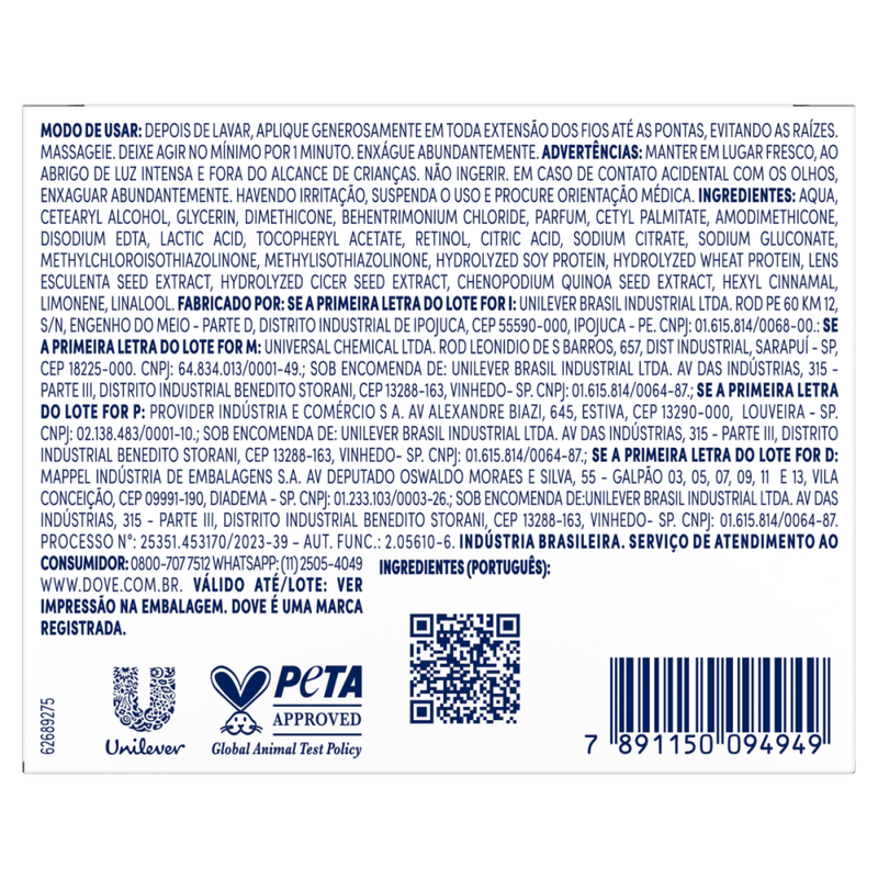 Mascara-de-Tratamento-10--Vitaminas-A---E-Complex-10-em-1-Dove-Hidratacao-Caixa-270g