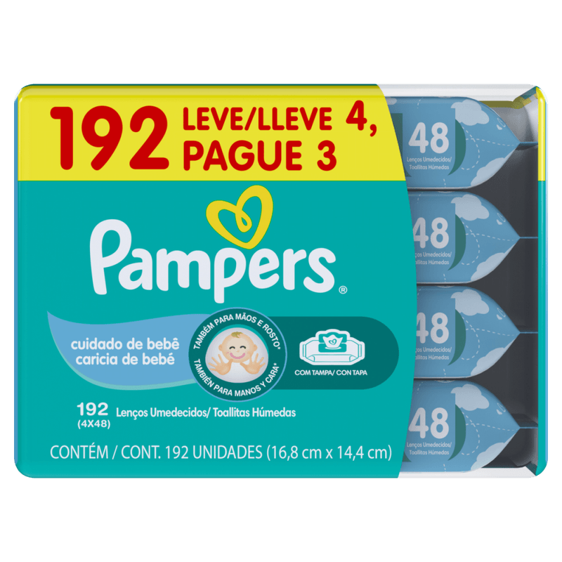 Pack-Lenco-Umedecido-Cuidado-de-Bebe-Pampers-Pacote-Leve-4-Pague-3-Unidades-de-48-Lencos-Cada