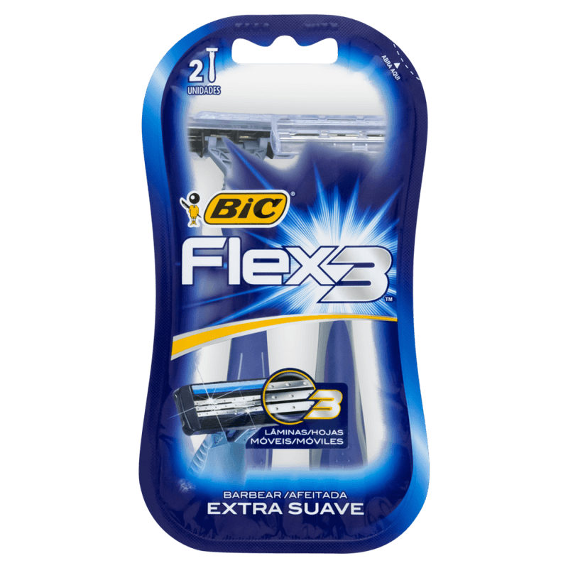 Aparelho-Descartavel-para-Barbear-Extra-Suave-Cabo-Antiderrapante-Bic-Flex-3-2-Unidades