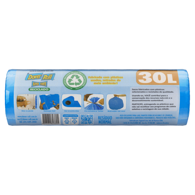 Saco-para-Lixo-Reciclado-30l-Dover-Roll-Super-Forte-20-Unidades