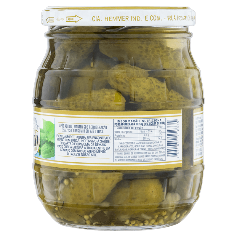 Pepino-em-Conserva-Agridoce-sem-Adicao-de-Acucar-Hemmer-Zero-Vidro-Peso-Liquido-550g-Peso-Drenado-300g