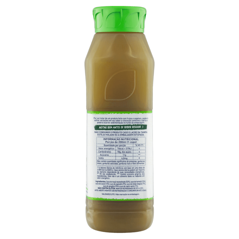 Suco-Misto-Veggie-Limao-Maca-Hortela-Couve-Espinafre-Gengibre-e-Capim-Santo-sem-Adicao-de-Acucar-Natural-One-Refrigerado-Garrafa-900ml