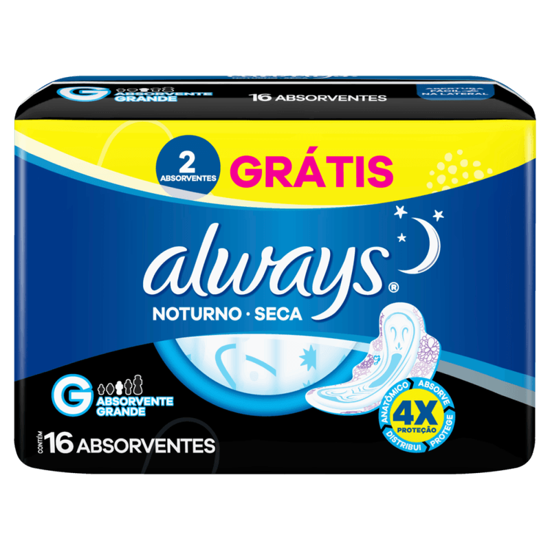 Absorvente-com-Abas-Seca-Always-Noturno-G-Pacote-16-Unidades-Gratis-2-Absorventes