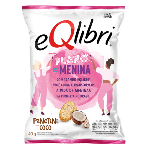 Snack de Trigo Coco Eqlibri Panetini Pacote 40g Edição Especial Plano de Menina