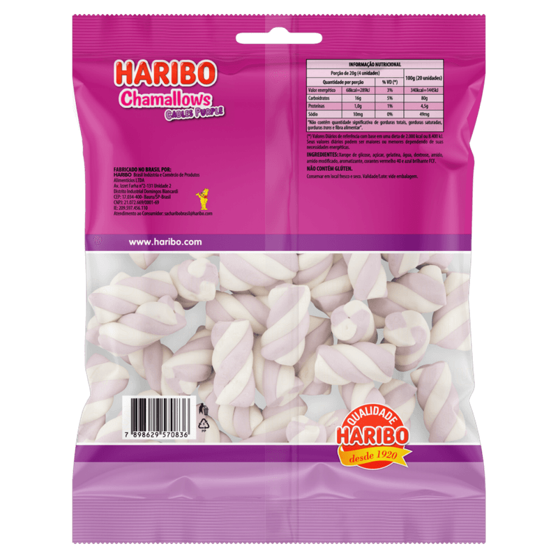 Marshmallow-Uva-Cables-Purple-Haribo-Chamallows-Pacote-250g