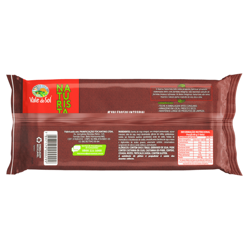 Bolo-com-Maca-e-Canela-Integral-Zero-Lactose-Vale-do-Sol-Naturista-Pacote-250g