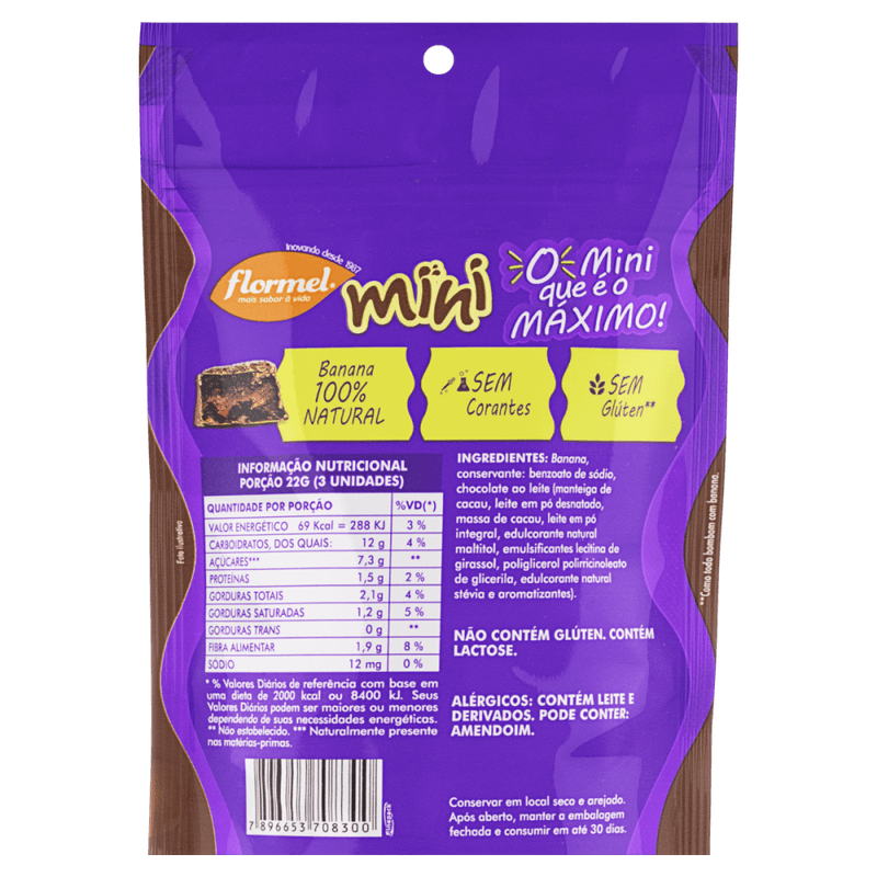 Mini-Bombom-de-Chocolate-ao-Leite-com-Recheio-de-Doce-de-Banana-sem-Adicao-de-Acucar-Flormel-Pouch-60g