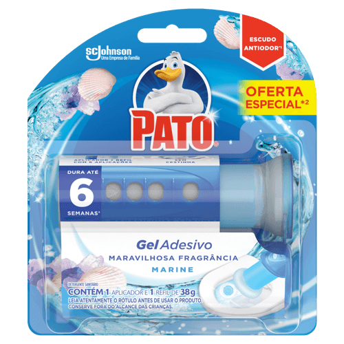 Desodorizador Sanitário Pato Gel Adesivo Marine Refil 6 Discos Aparelho Grátis