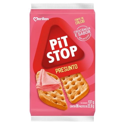 biscoito salgado presunto marilan pit stop pacote 137g 6 unidades de 22,8g cada