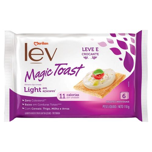 Alimento à Base de Cereais Trigo, Milho e Arroz Torrada Light Marilan Lev Magic Toast Pacote 110g 6 Unidades