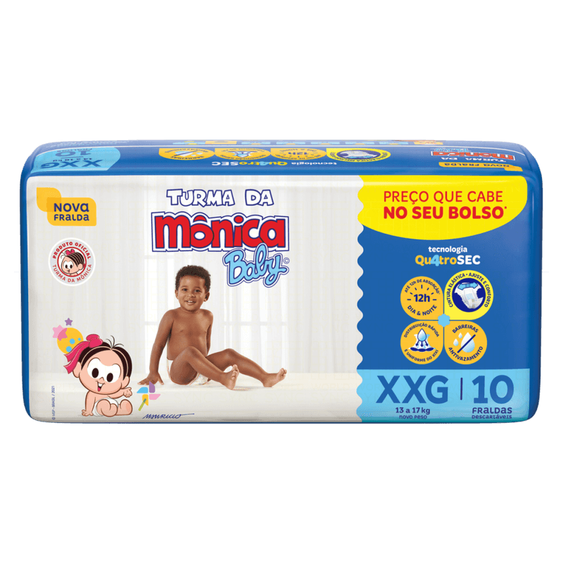 Fralda-Descartavel-Turma-da-Monica-Baby-XXG-13-a-17kg-Pacote-10-Unidades-Preco-que-Cabe-no-seu-Bolso