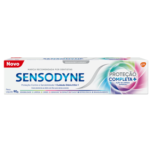 Creme Dental Branqueador com Flúor 8 em 1 Sensodyne Proteção Completa+ Caixa 90g