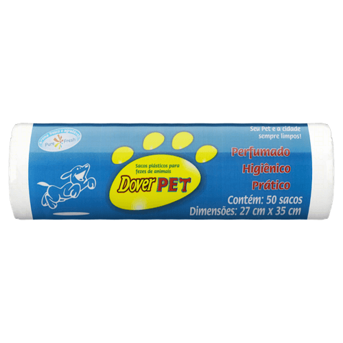 Saco para Lixo e Fezes de Animais Perfumado Dover Pet Pacote 50 Unidades