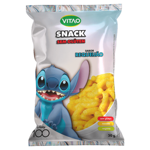 Snack Salgadinho de Milho Assado Requeijão Lilo & Stitch Vitao Pacote 30g Disney 100