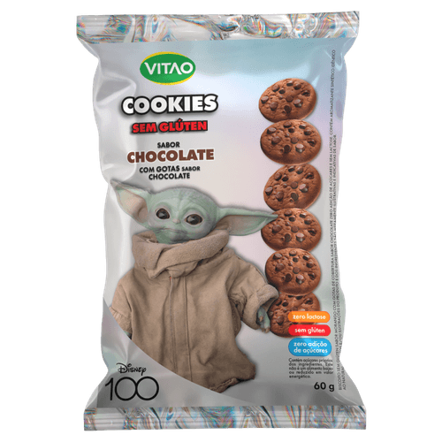 Biscoito Cookie Vegano Chocolate com Gotas de Chocolate sem Glúten sem Adição de Açúcar Star Wars Vitao Pacote 60g Disney 100