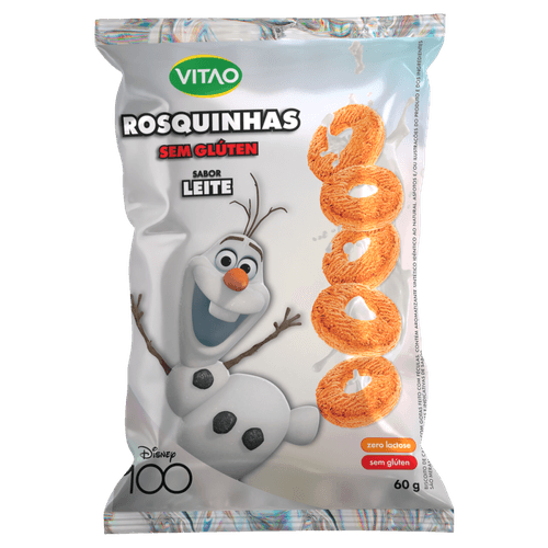 Biscoito Rosquinha com Féculas Vegano Leite sem Glúten Frozen Vitao Pacote 60g Disney 100