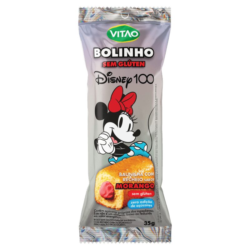 Bolinho-Baunilha-Recheio-Morango-sem-Gluten-sem-Adicao-de-Acucar-Minnie-Mouse-Vitao-Pacote-35g-Disney-100