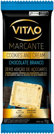 Chocolate-Branco-com-Cookies-and-Cream-Cacau-sem-Adicao-de-Acucar-para-Dietas-de-Ingestao-Controlada-de-Acucares-Vitao-Marcante-Pacote-70g