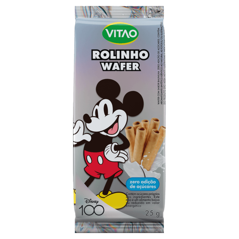 Rolinhos-de-Wafer-Baunilha-sem-Adicao-de-Acucar-Mickey-Mouse-Vitao-Pacote-25g-Disney-100