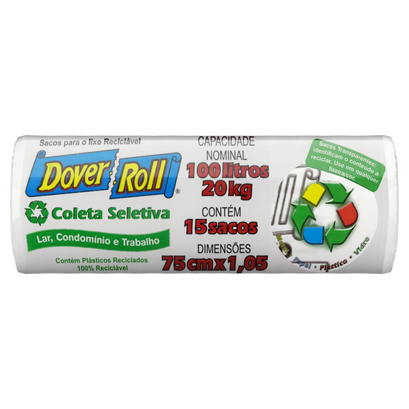 Saco-para-Lixo-Lar-Condominio-e-Trabalho-Reciclavel-100l-Dover-Roll-15-Unidades